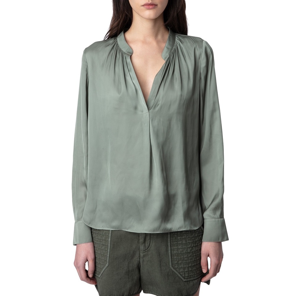 Zadig & Voltaire Sage Green Silk Blouse
